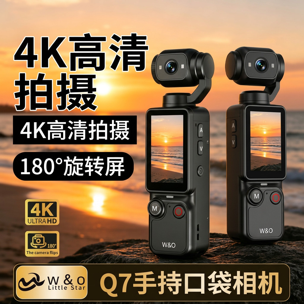 Câmera Gimbal 4K HD portátil vlog câmera de gravação ao ar livre Anti-vibração viagem estudante bolso câmera esportiva