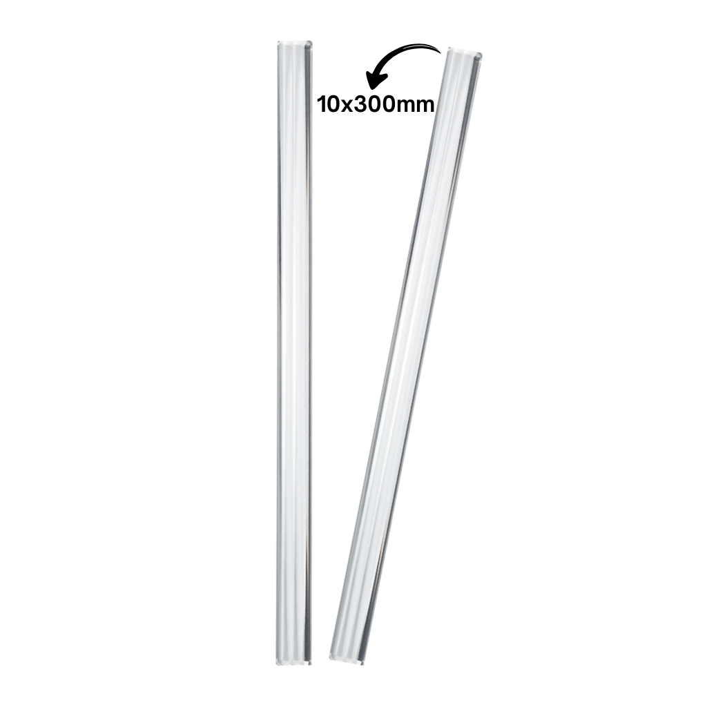 Kit 2 Bastão Agitador 10x300mm Vidro Boro 3.3 Maciço Ponta Lapidada
