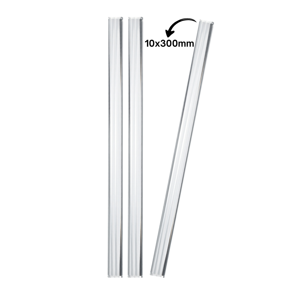 Kit 3 Bastão Agitador 10x300mm Vidro Boro 3.3 Maciço Ponta Lapidada