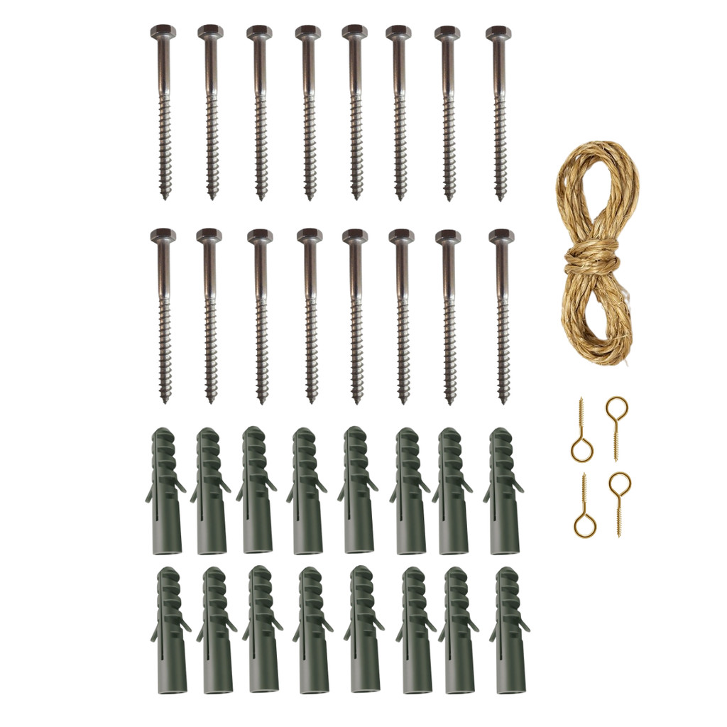 Kit de Fixação Reposição BT WOOD Playground Pet – Parafusos Buchas Pitão Sisal