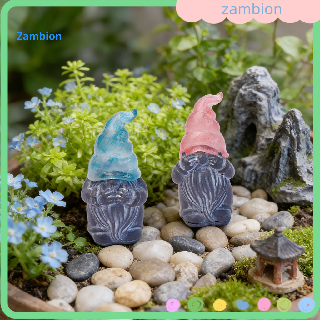 Garden Gnome Stake 3 Pcs Resin Stakes Hear See Speak No Evil Miniature Figurines for Fairy Flower Pot Balcony Yard Outdo