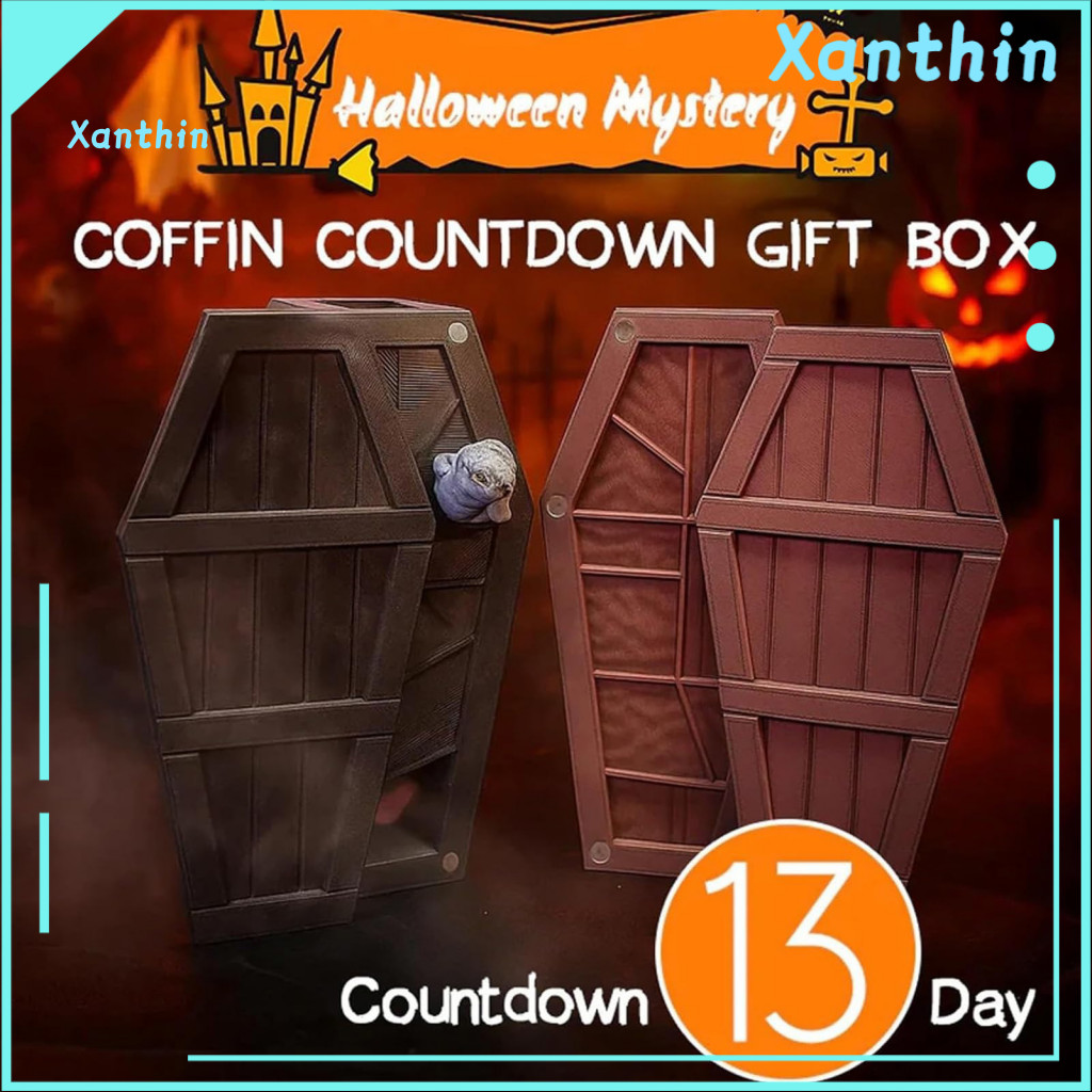 3d-printed Casket Halloween Countdown Decoration 13 Days Spooky Advent Calendar with Miniature Figurines Perfect Party G
