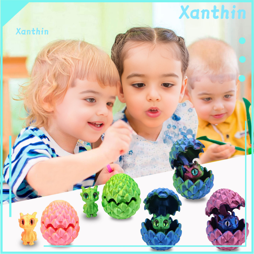Dragon Egg Decor Ornament 2pcs 3d Printed Figurine with Miniature – Cute Fidget Toy Home Decoration Perfect Gift for K