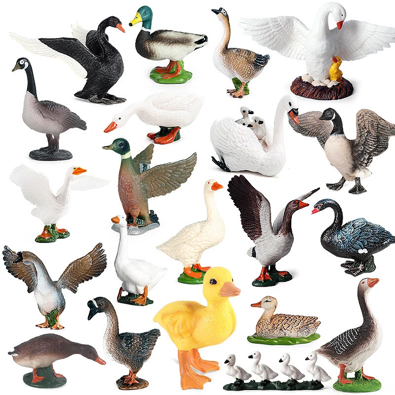 Aves Modelo Simulação Ganso Cisne Gaggle Duck Flock Figuras de Ação Farm Animals Figurine Miniature Educação Kids Toy