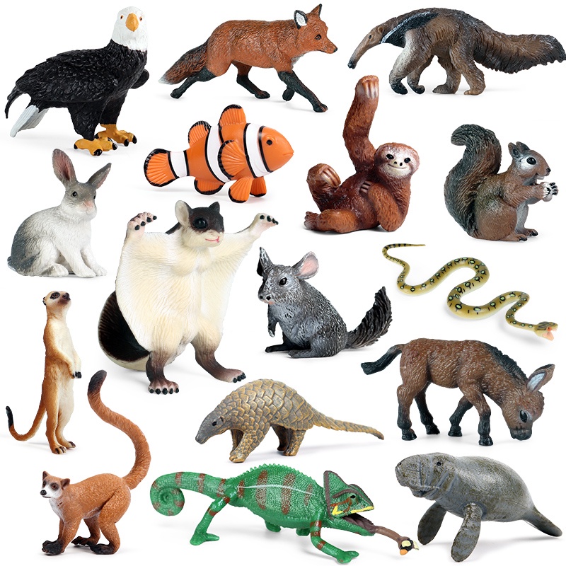 Cute Forest Wild Animal Owl Pangolin Manatee Rabbit Modelo Miniature Cake Toppers Kids Gift Toy