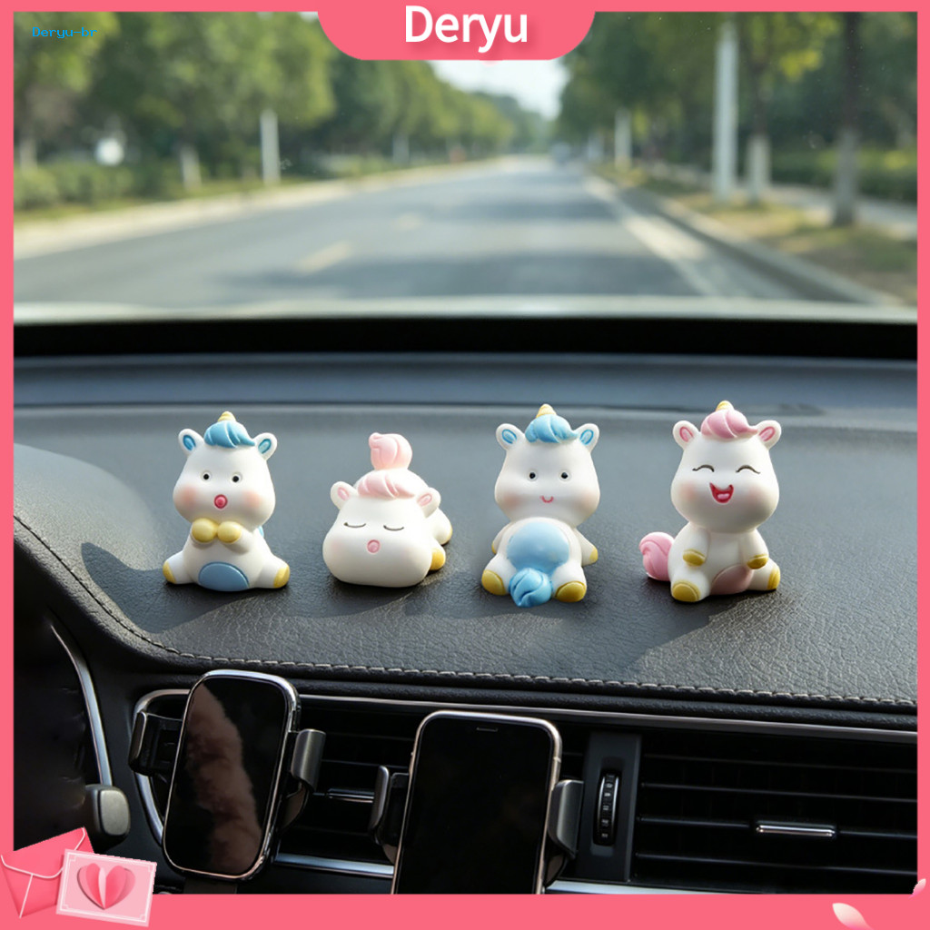 Cute Desk Figurine Unicorn Ornament Miniature Resin for Home Office Car Dashboard Decoration – Compact Healing Micro L