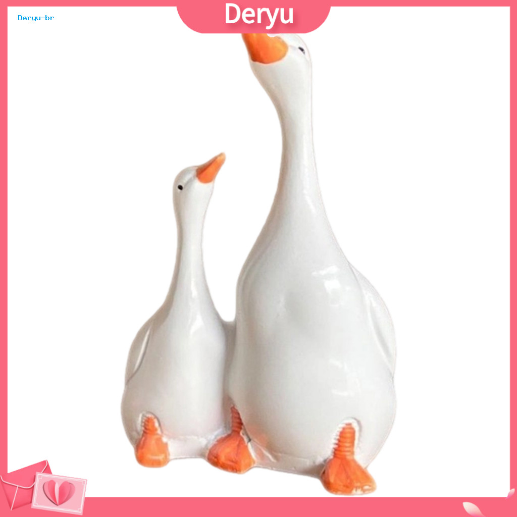 Healing Style Tabletop Ornaments for Gifts Miniature Duck Figurines for Fairy Gardens Double Figurine Resin Statue Water
