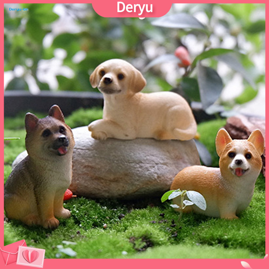 Plant Pot Ornaments Cute Puppy Figurines Resin Figurine for Desk and Car Decor Realistic Miniature Dog Statue Small Orna