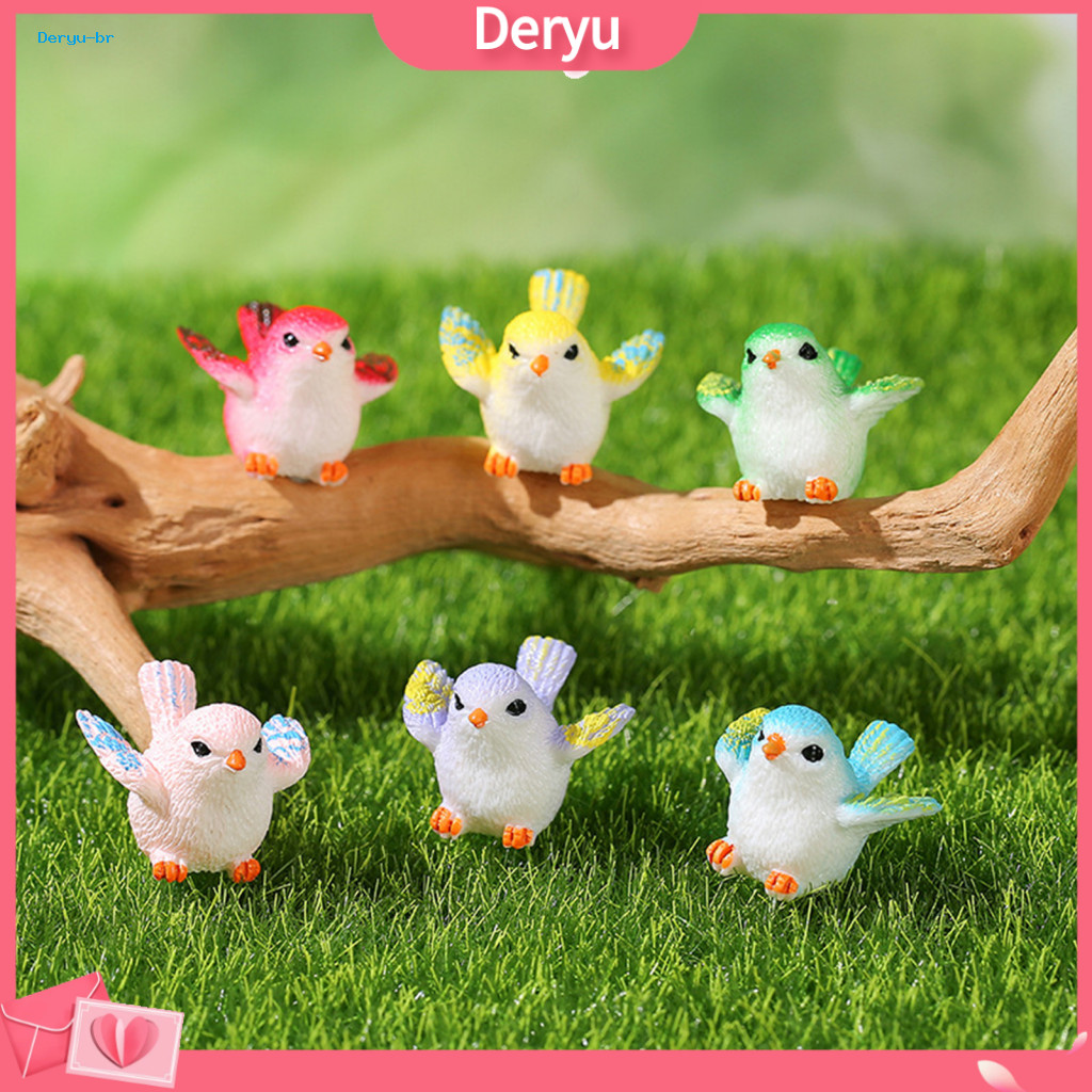 Miniature Bird Figurines for Fairy Gardens Craft Supplies for Sand Table Models 2pcs for Garden Resin Micro Landscape Bi
