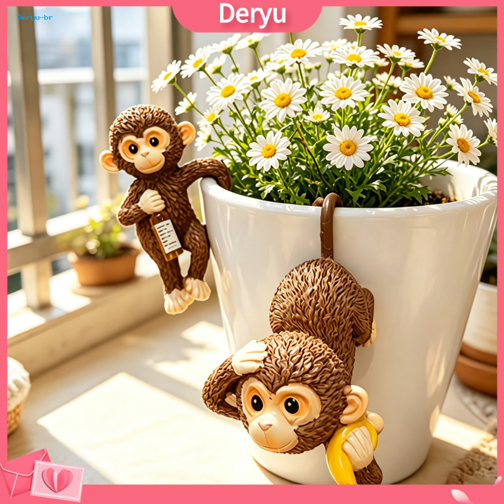 Terrace Garden Decor Monkey Planter Decoration Cute Resin Plant Pot Hanger Miniature Hanging Figurine for Flower Edge fo