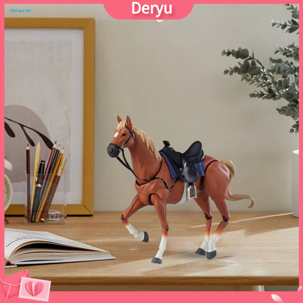 Saddled Horse Model Pvc Figure Figurine with Movable Joints Miniature Simulation Toy Saddle – Collectible Decoration O