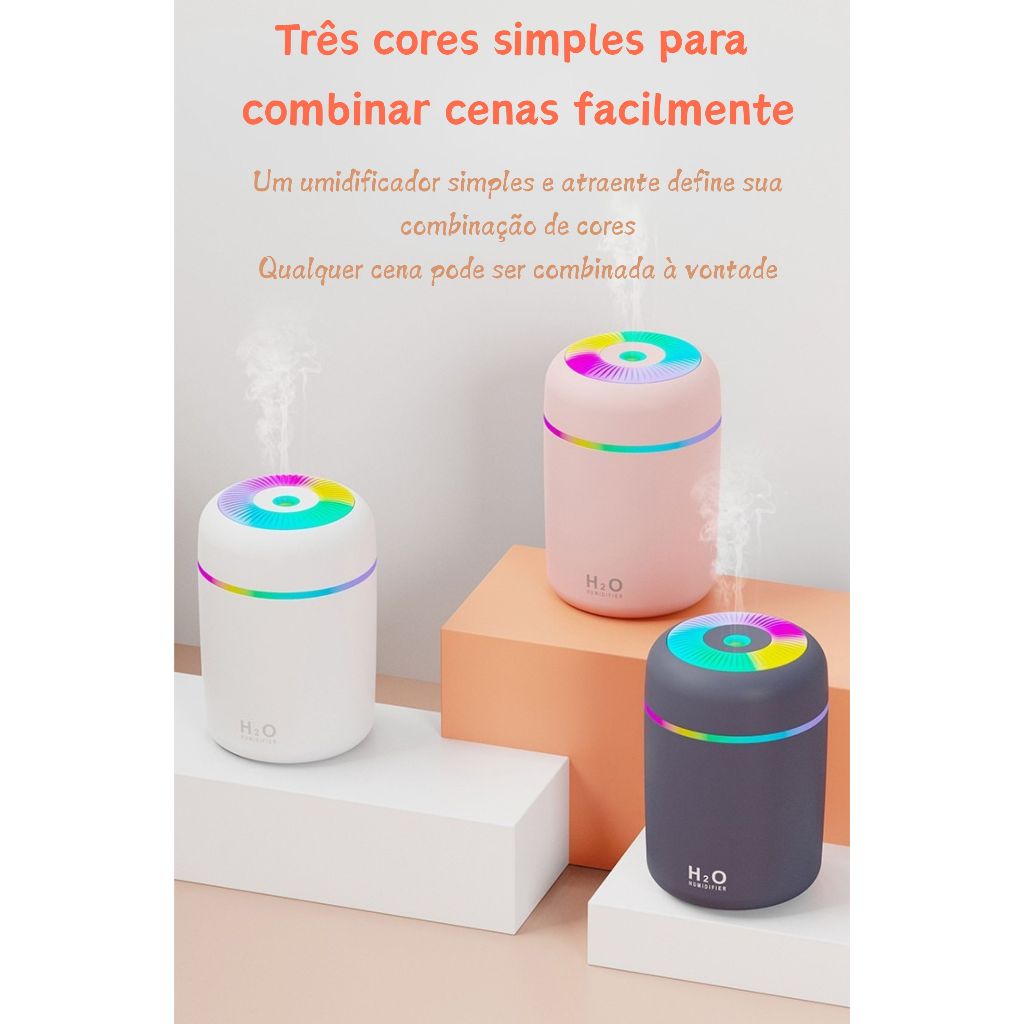 Umidificador de ar criativo e colorido em formato de copo, umidificador de mesa USB para carro, prático e elegante