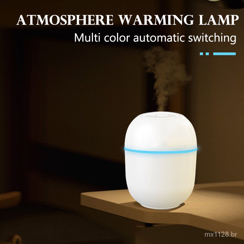 Mini umidificador de grande capacidade de 220ml, nano atomizador de luz noturna LED para carro, quarto, escritório
