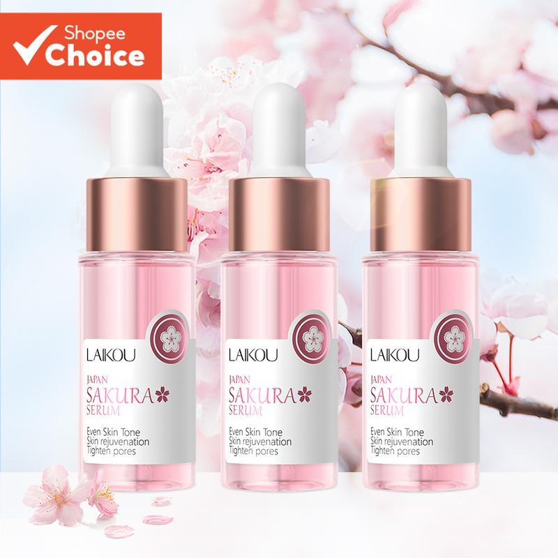 LAIKOU Sakura Serum Shrink Pores Rejuvenescimento Da Pele Remover Tratamento Acne Essência Branqueadora 17ml * 3pcs