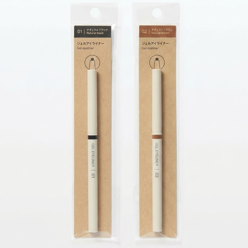 MUJI Gel Eyeliner Pencil Natural Black Brown Waterproof Smudge Proof Quick Dry Ceramide Hyaluronic Acid Made in Japan