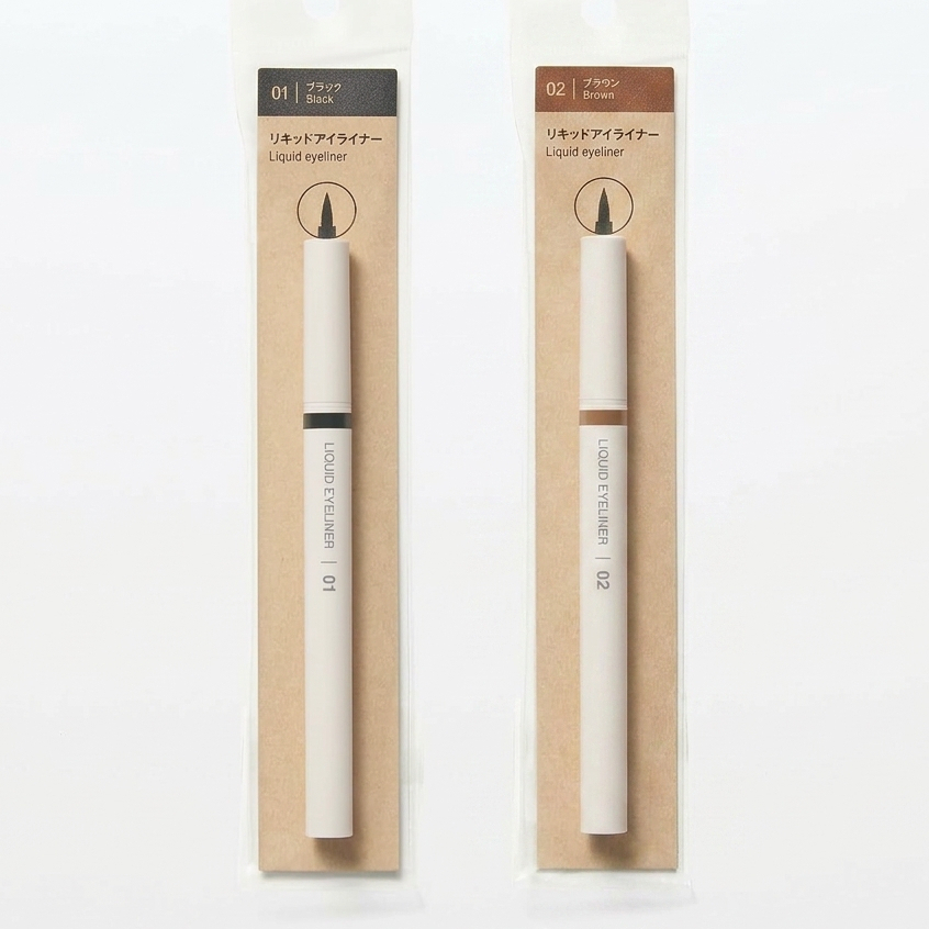 MUJI Liquid Eyeliner Black Brown Waterproof Smudge Proof Quick Dry Hyaluronic Acid Fine Brush Long Lasting Made in Japan
