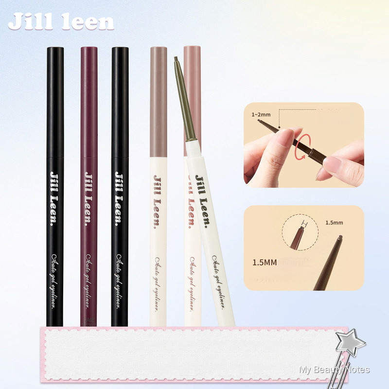 JILL LEEN Eyeliner Gel Pencil, Waterproof Quick‑Dry Ultra‑Fine Eyeliner Pen, Smudge‑Proof, Powder Brown & Dark Brown for
