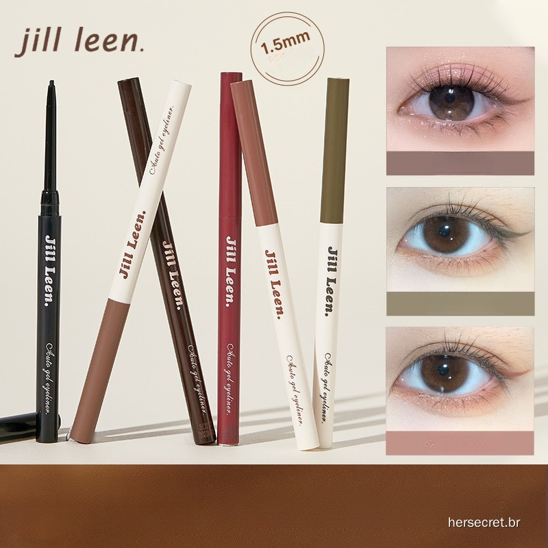JILL LEEN Gel Eyeliner Pencil, Ultra Fine Waterproof Quick Dry Liner, Smudge Resistant, Powder Brown & Dark Brown for Ex