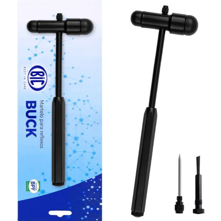 Martelo de Buck BIC Total Black para Fisioterapia e Reflexos Neurológicos