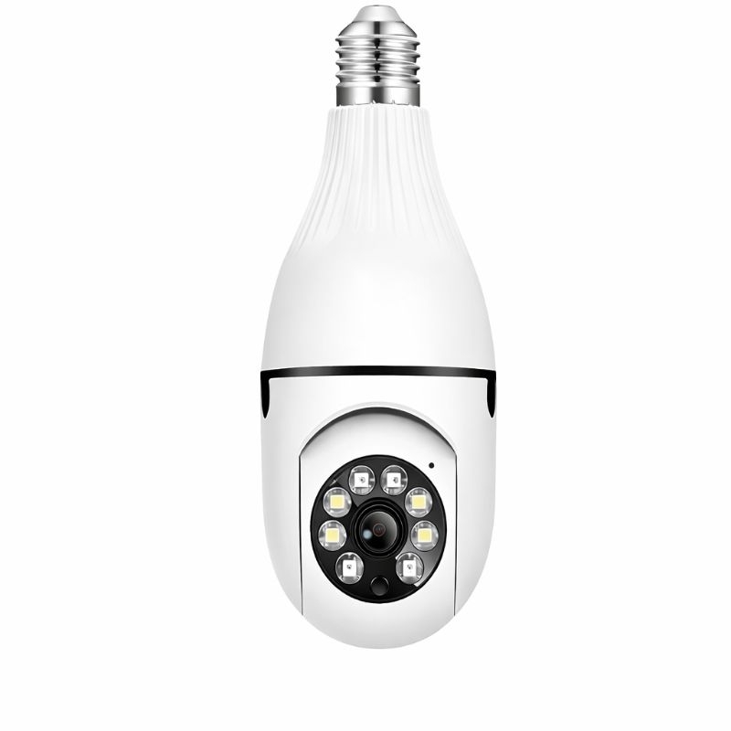 Câmera de Segurança Bocal de Lâmpada IP44 WiFi 360° Fácil Instalação Full HD App Visão Noturna
