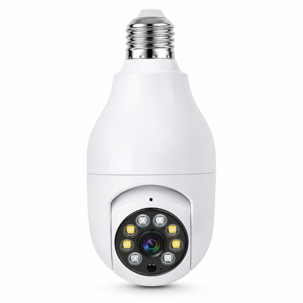 Camera Segurança Lâmpada Wi-Fi 360° Visão Noturna Monitoramento Remoto Residencial Vigilância Inteligente