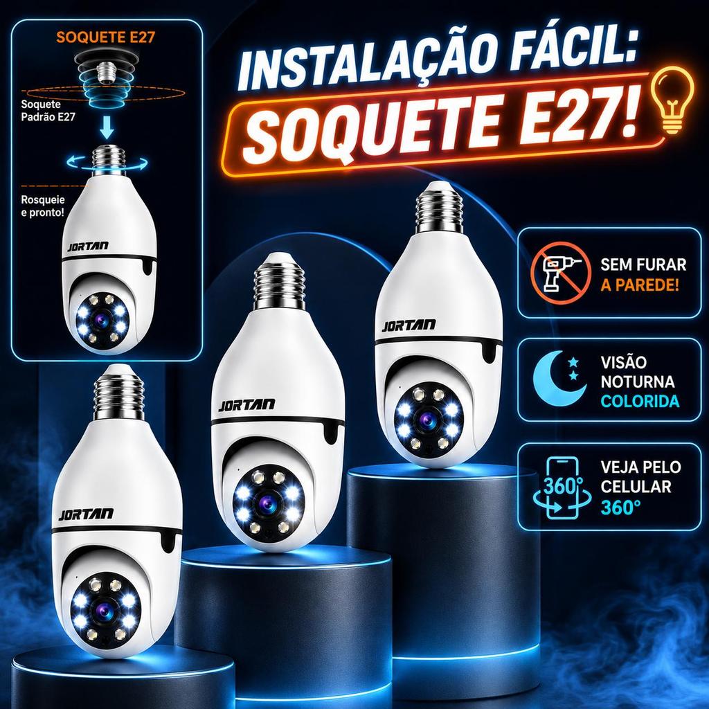 1 unidades Câmera de Segurança Lâmpada IP Wi-Fi Bocal E27 Giro 360 Graus HD Espiã Visão Noturna Colorida Residencial