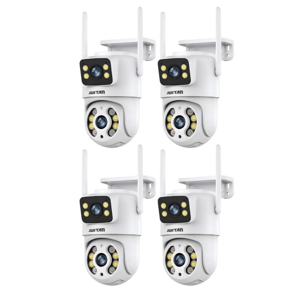Kit 4 Câmera de Segurança Wi-fi Branco Dome de Dupla Lente com Sensor de Movimento - com App ICSEE