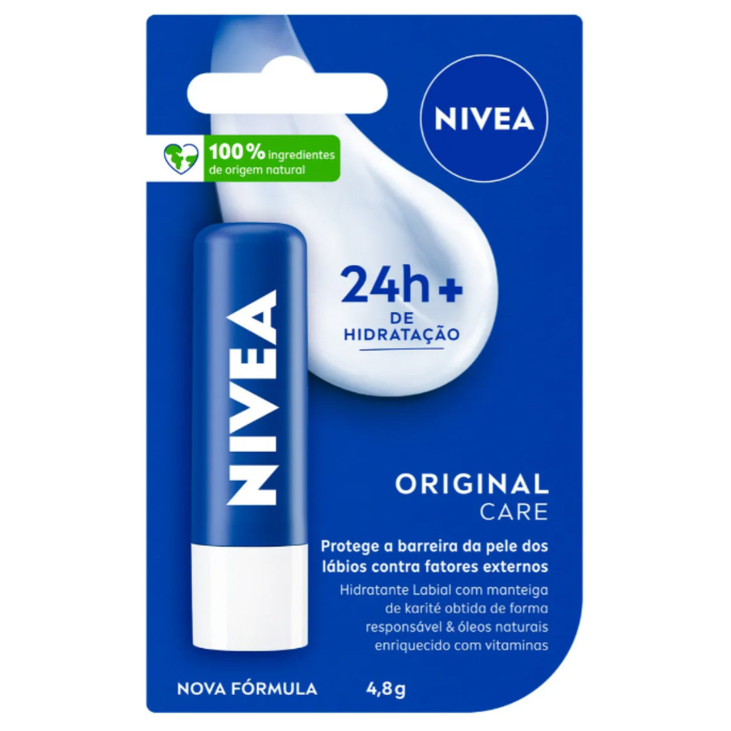 Protetor Labial Nivea Original  Lip Care 4,8g Hidratação 24h