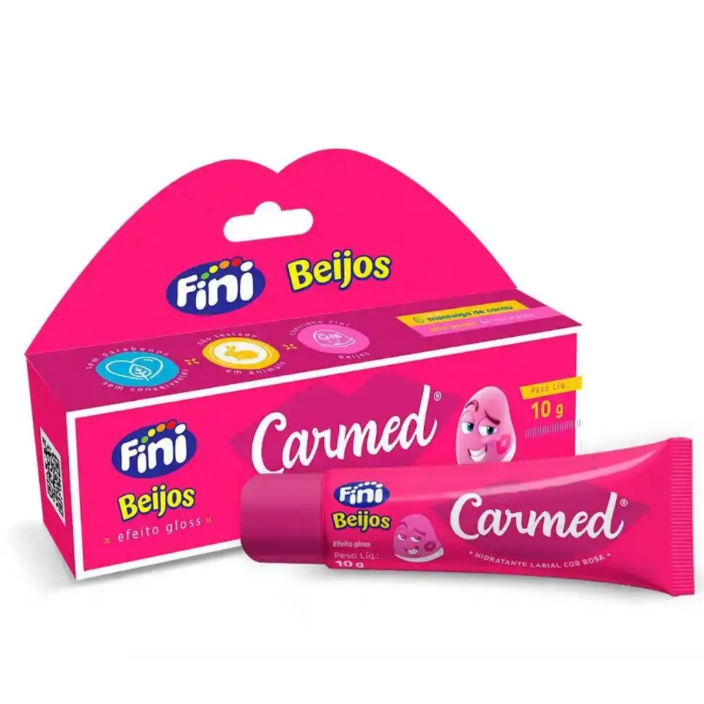 Carmed Fini Beijos 10 g – Protetor Labial Hidratante Aromatizado com Manteiga de Cacau e FPS