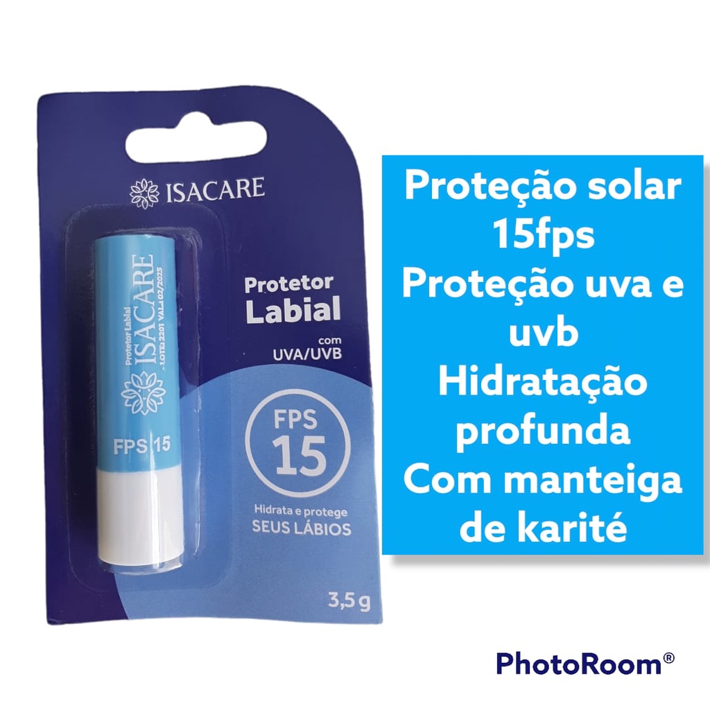 protetor labial e hidratante labial isacare fps15