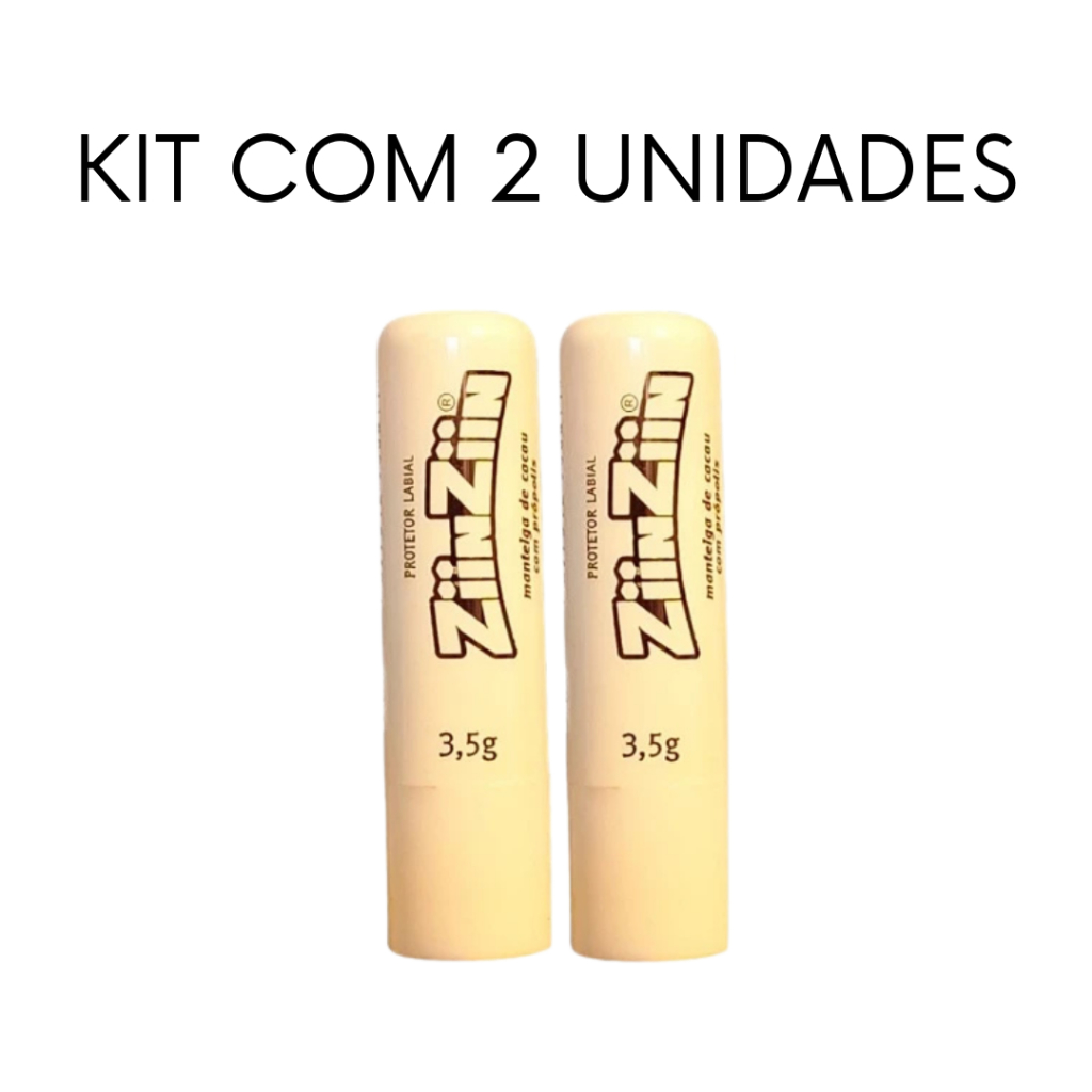 KIT 2 Manteiga de Cacau c/ Própolis ZiinZiin Protetor Labial