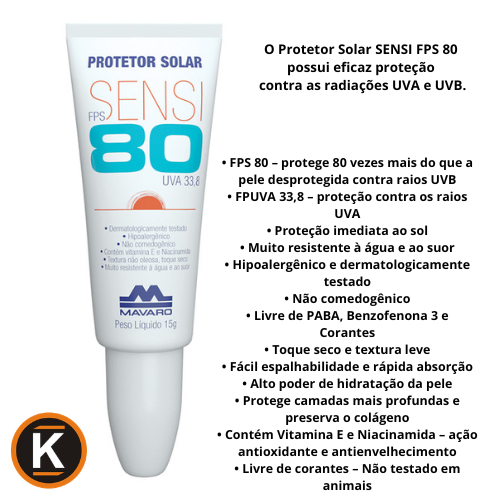 Protetor Solar Labial  Mavaro Sensi  FPS 80 15G
