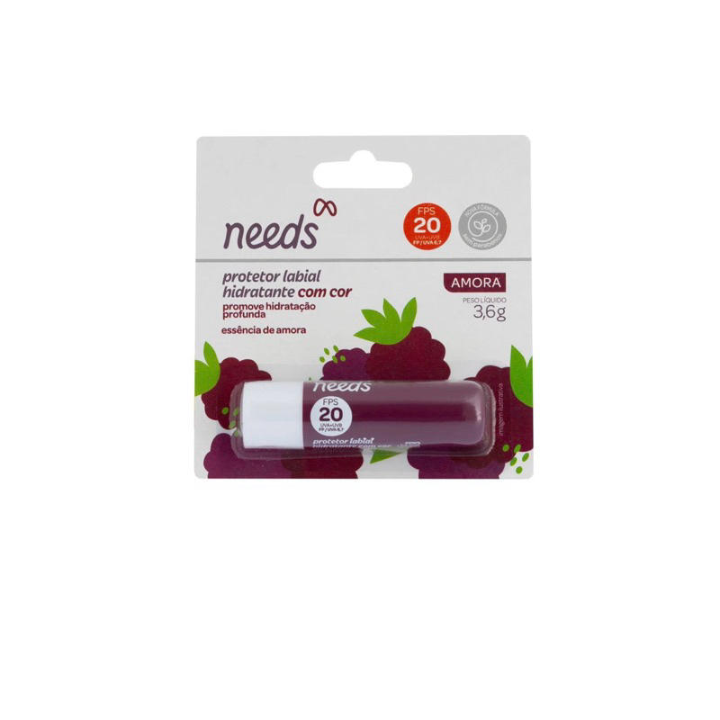 Protetor Solar Labial Hidratante Needs com Cor Sabor Amora FPS20 com 3,6g