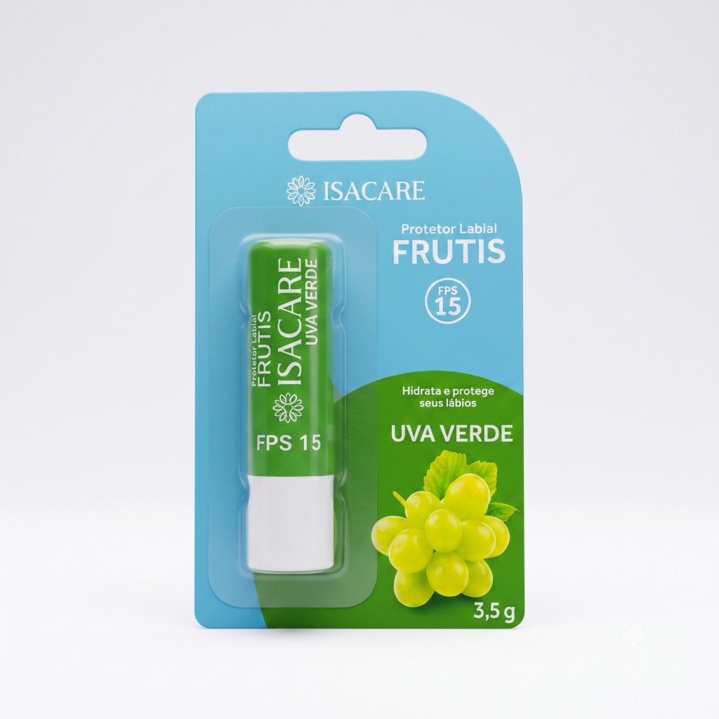 Protetor Labial Hidratante Fps15 Isacare 3,5g Sabor Uva Verde