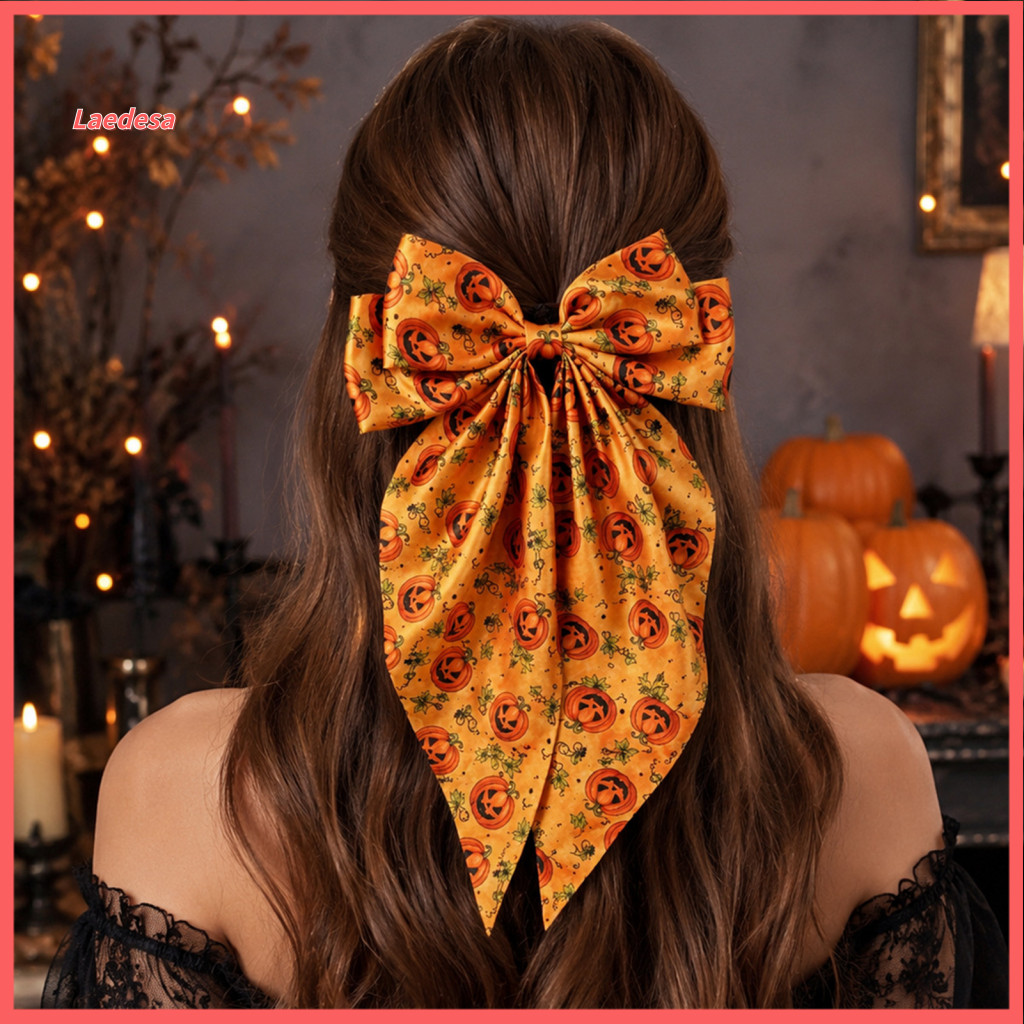 Bow Hair Clips Decorative Bows for Women Halloween for Girls Vintage Ribbon Barrette with Long Tails Ghost Pumpkin Blood