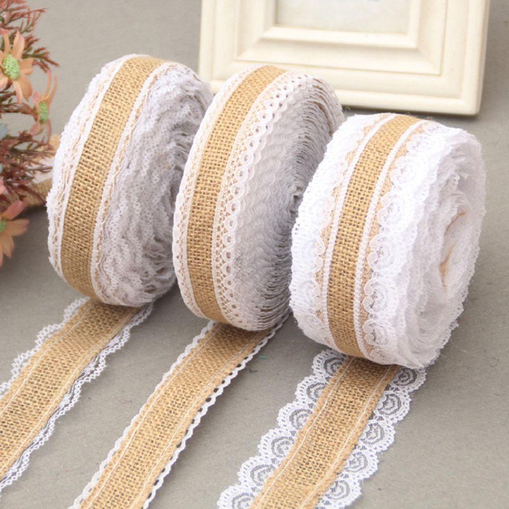 FIWICKA Hessian Lace Ribbon Vintage 2 Metros/Lote Festa DIY Guarnição Borda Peças Centrais Decoração De Casa