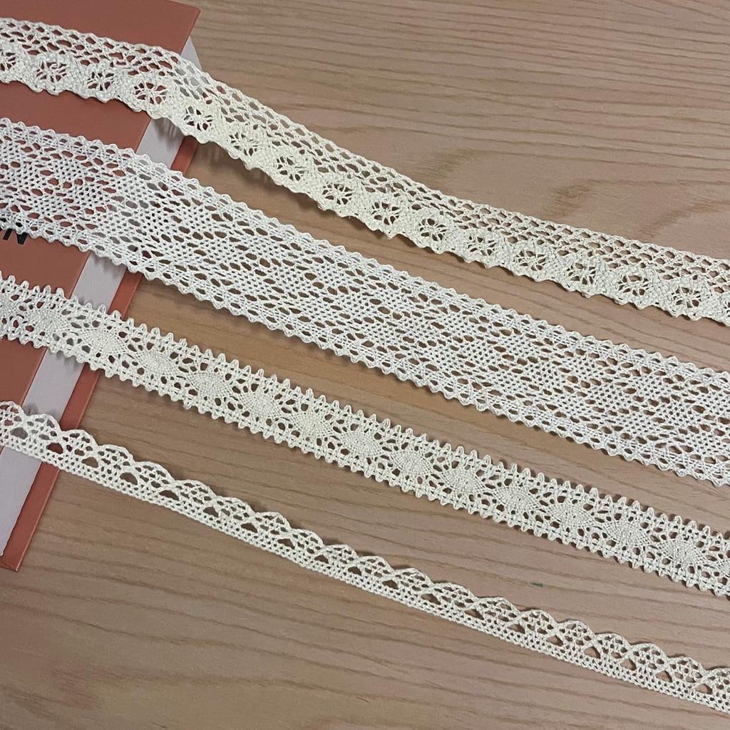 20 Yards Vintage Lace Ribbon Trim Set, Ivory Crochet Lace for DIY Crafts, Sewing, Gift Wrapping, Scrapbooking, Wedding D