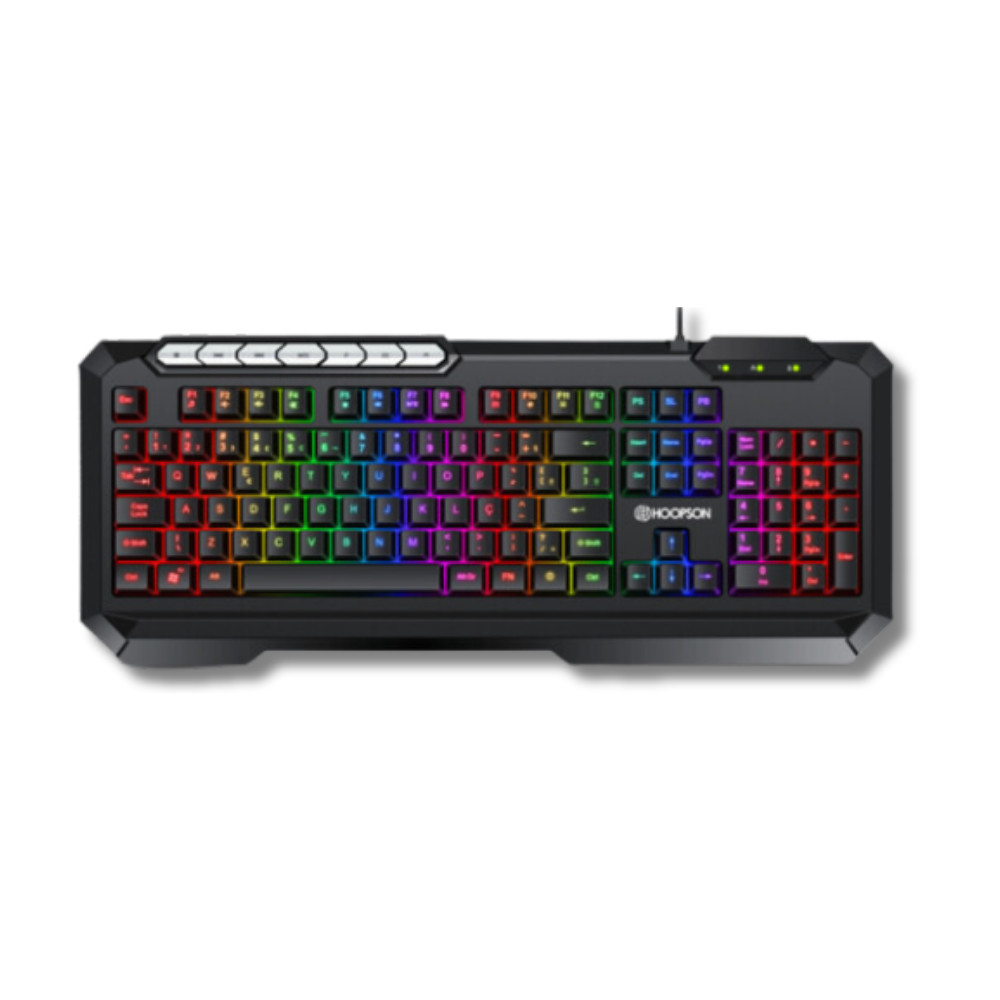 Teclado Gamer Preto Led RGB Teclas Multimídia Anti Ghosting Cabo 1,5M 19