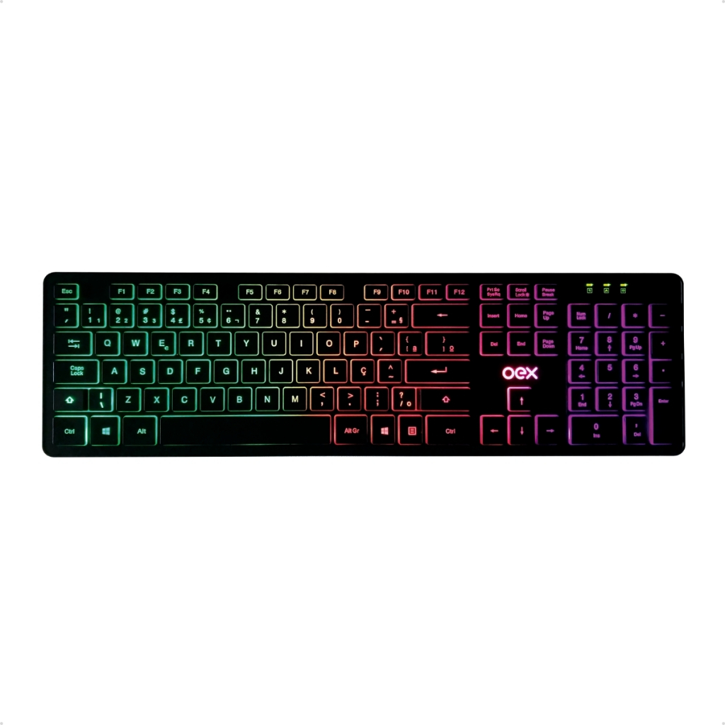 Teclado Com Fio Rainbow Flat Led Colorido Tc303 Oex