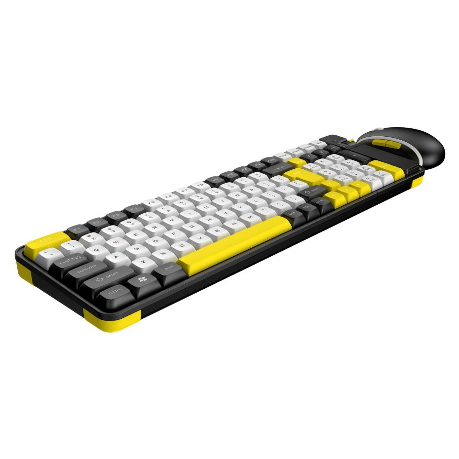 Kit Teclado Mouse Gamer Knup Colorido BT Wireless 2.4 Knup TE-129 Amarelo