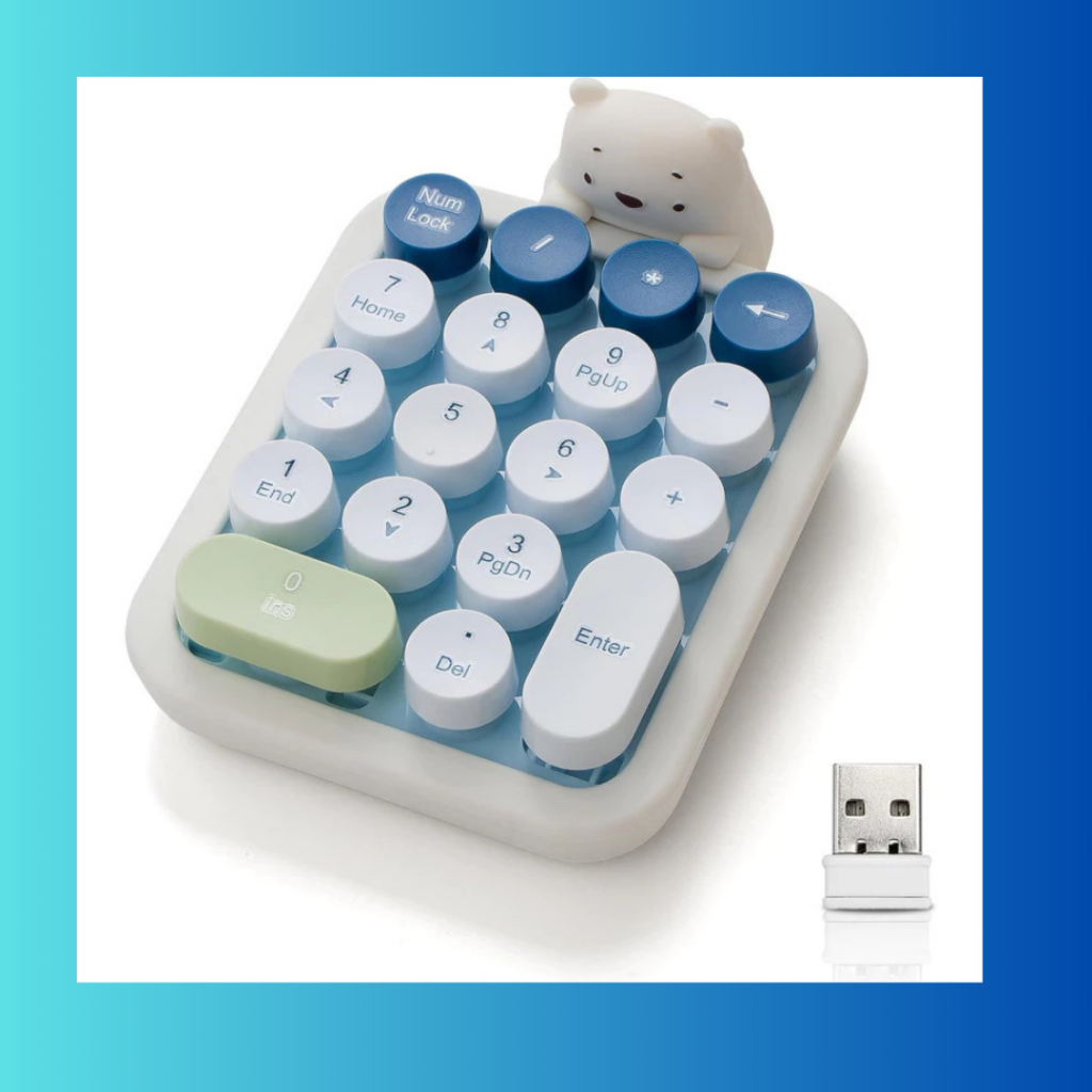Teclado Numérico Sem Fio com Urso de Silicone – Teclas Redondas Coloridas (MilkTea)  4.7  15 Avalia