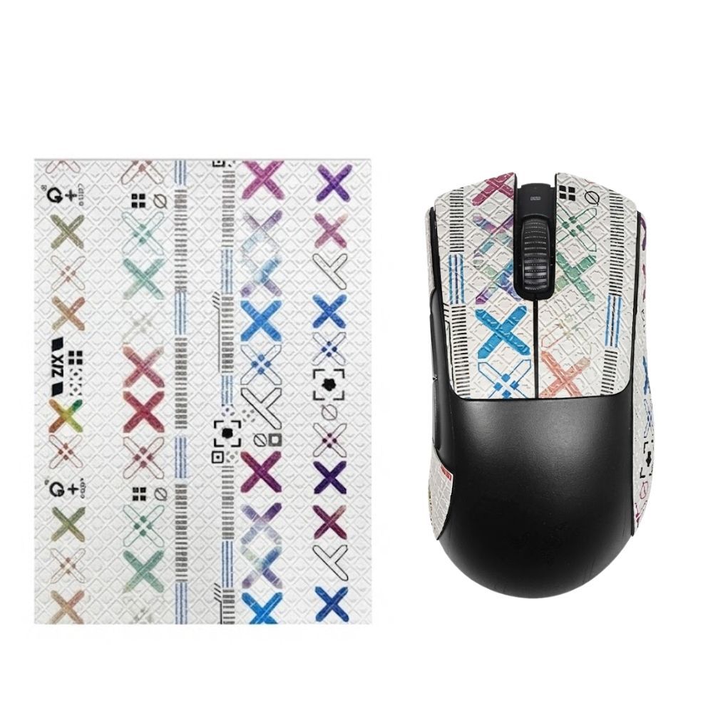 Adesivo Grip Universal P/ Mouse Gamer Branca c/ X Colorida