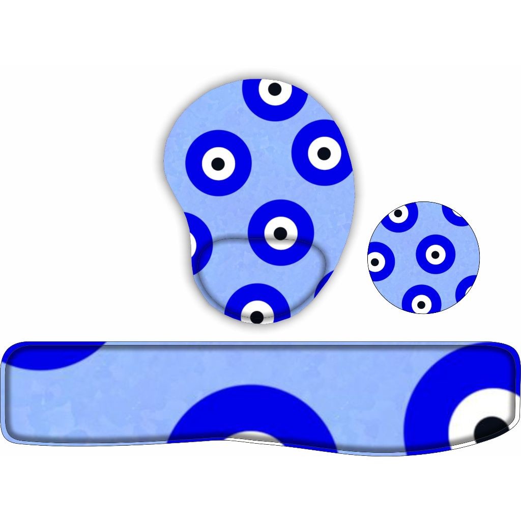 KIT Mouse Pad + Apoio de teclado + porta copos Olhos Coloridos