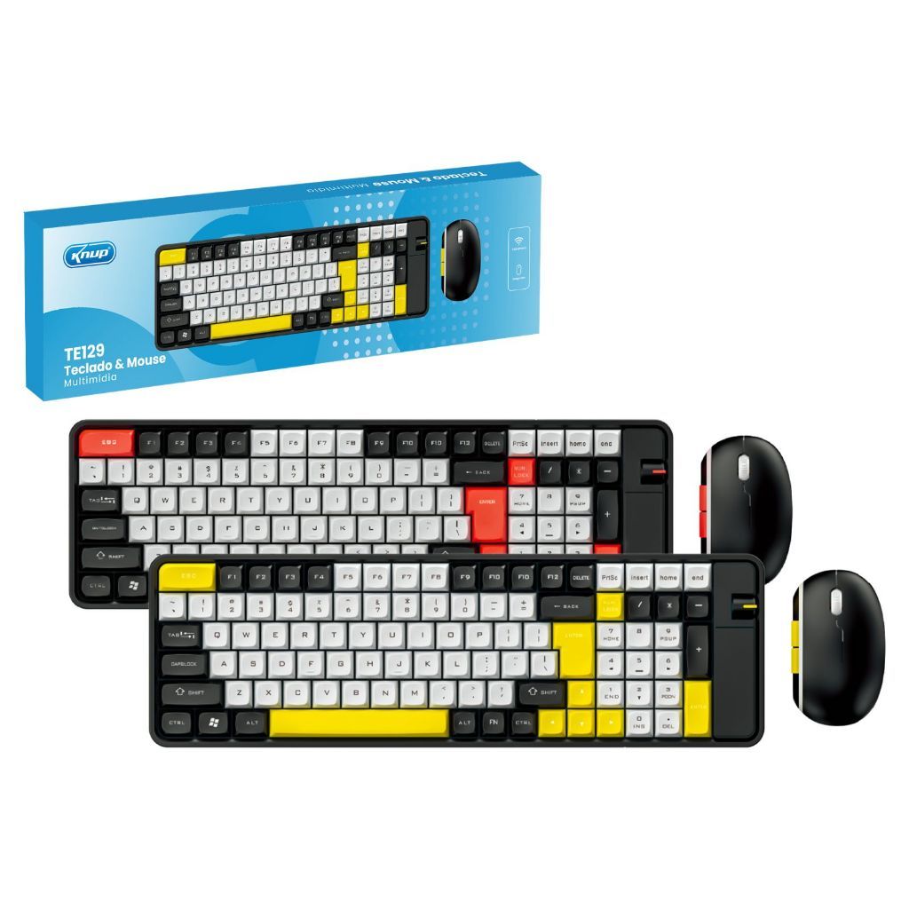Teclado Mouse Gamer Knup TE-129 Colorido BT Wireless 2.4G (S15)