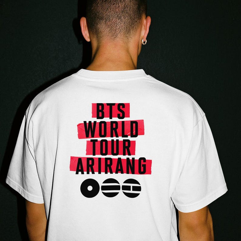 Camiseta Branca de Algodão do BTS - Bangtan Boys, Com Letras 
