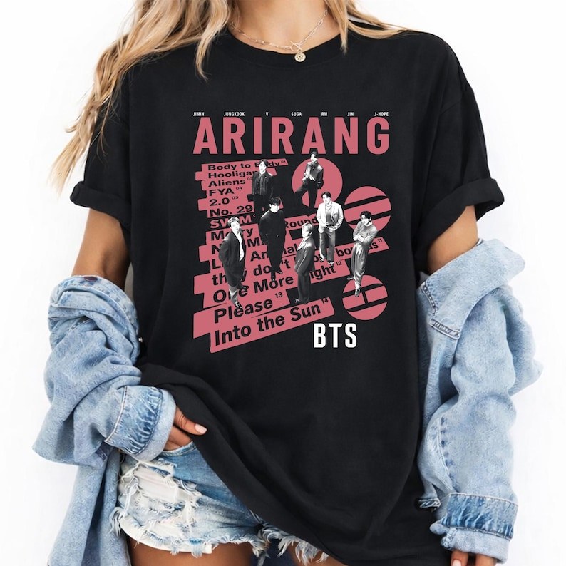Camiseta Feminina BTS Arirang World Turnê Bangtan 2026 Merch Fãs Tshirt Unissex Streetwear