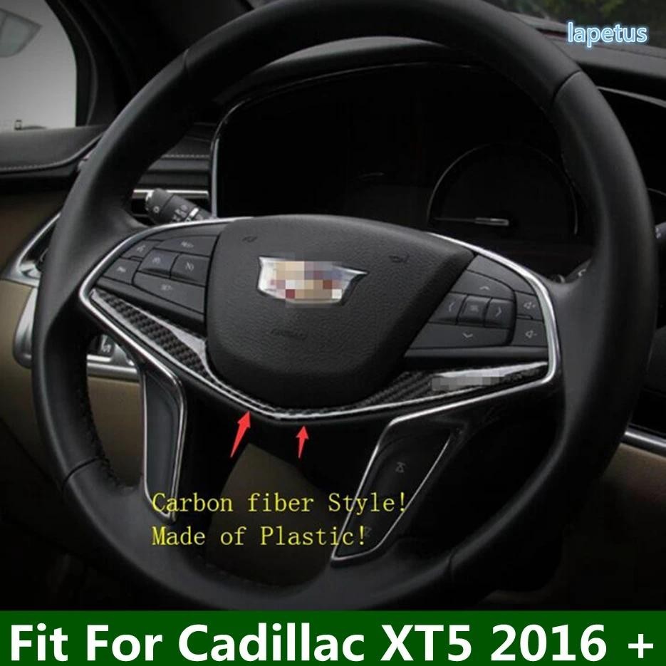 Lapetus Acessório Automático Volante Decoração Painel Capa Guarnição 1 Peça Para Cadillac XT5 2016-2021 Fibra De Carbono