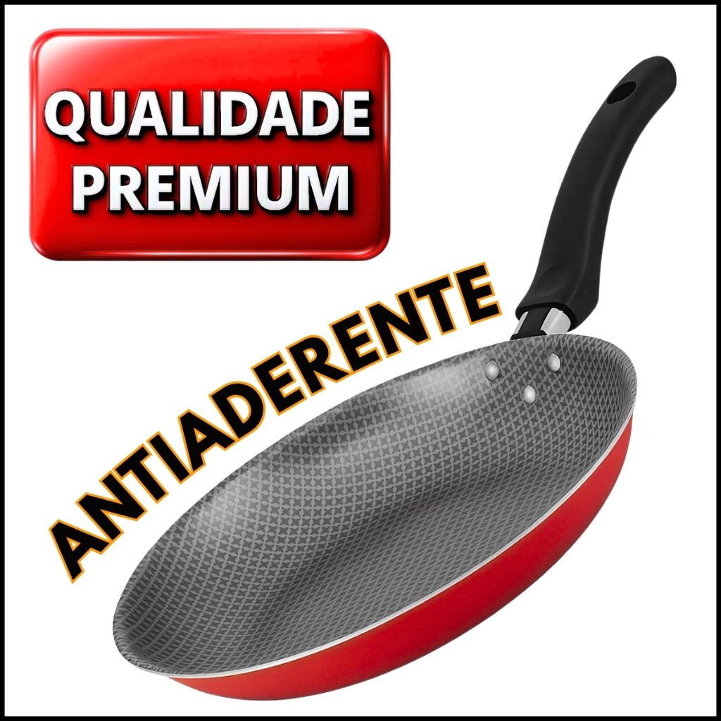 Frigideira Francesa Teflon Antiaderente Vermelha 22cm Alta Qualidade e Design Moderno