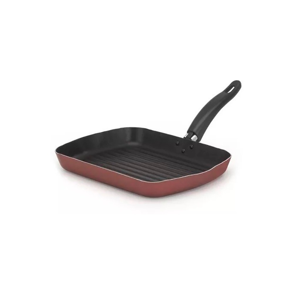 Frigideira Grill Antiaderente Vermelha Alumínio Saudável Grelhados 23cm 1,7L - ENVIO IMEDIATO