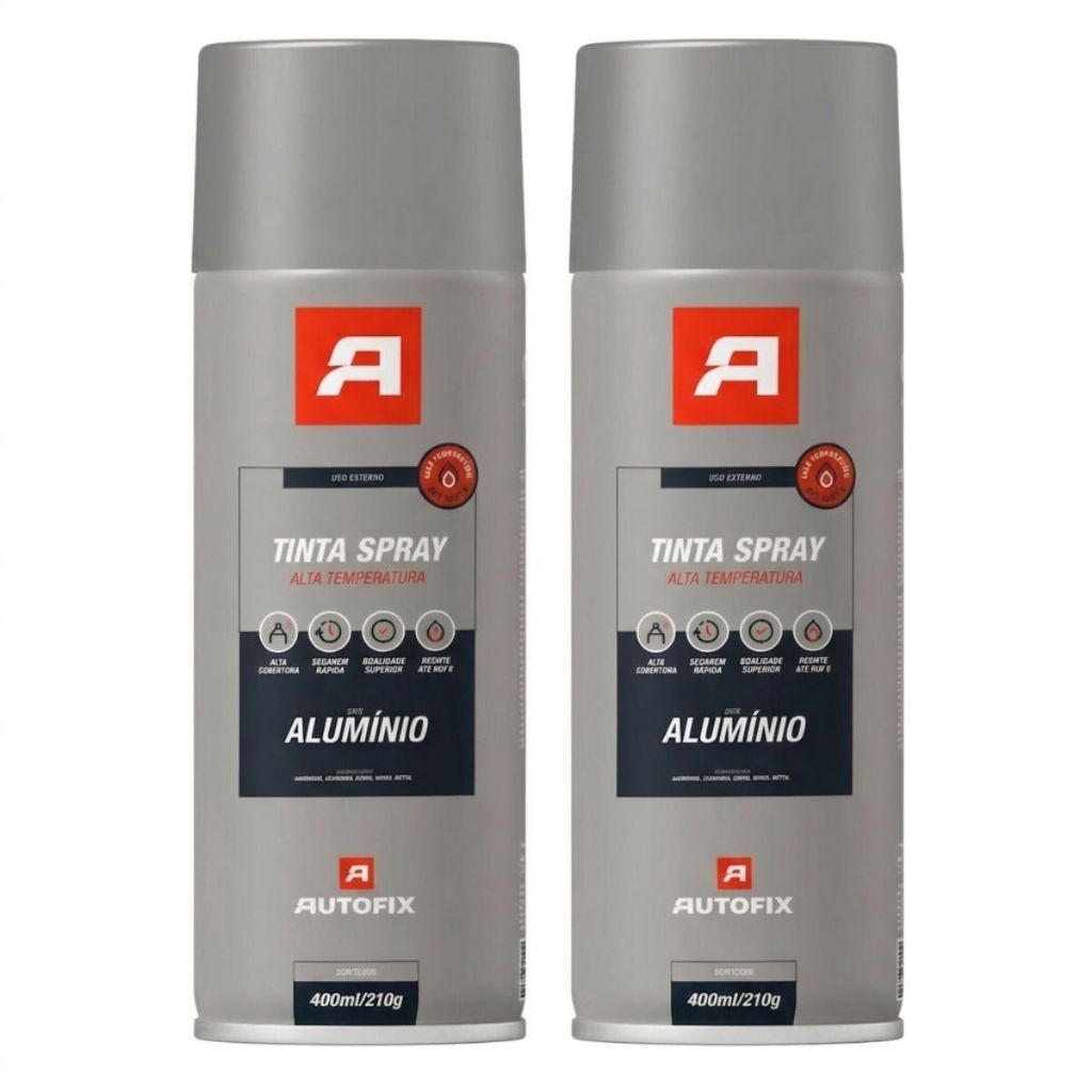 2 Tinta Spray Alumínio Alta Temperatura 600°C Escapamento Motor Metal Churrasqueira Automotivo